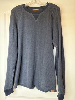 L.L. Bean Men's Blue Waffle Crewneck Sweater